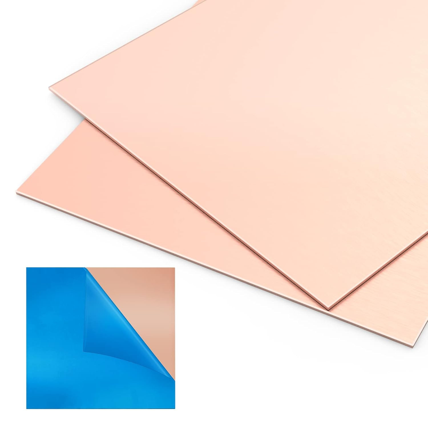 2 Pieces 99.9% Pure Copper Sheet, 4″ X 4″,18 Gauge(1Mm) Thickness, Film Attached