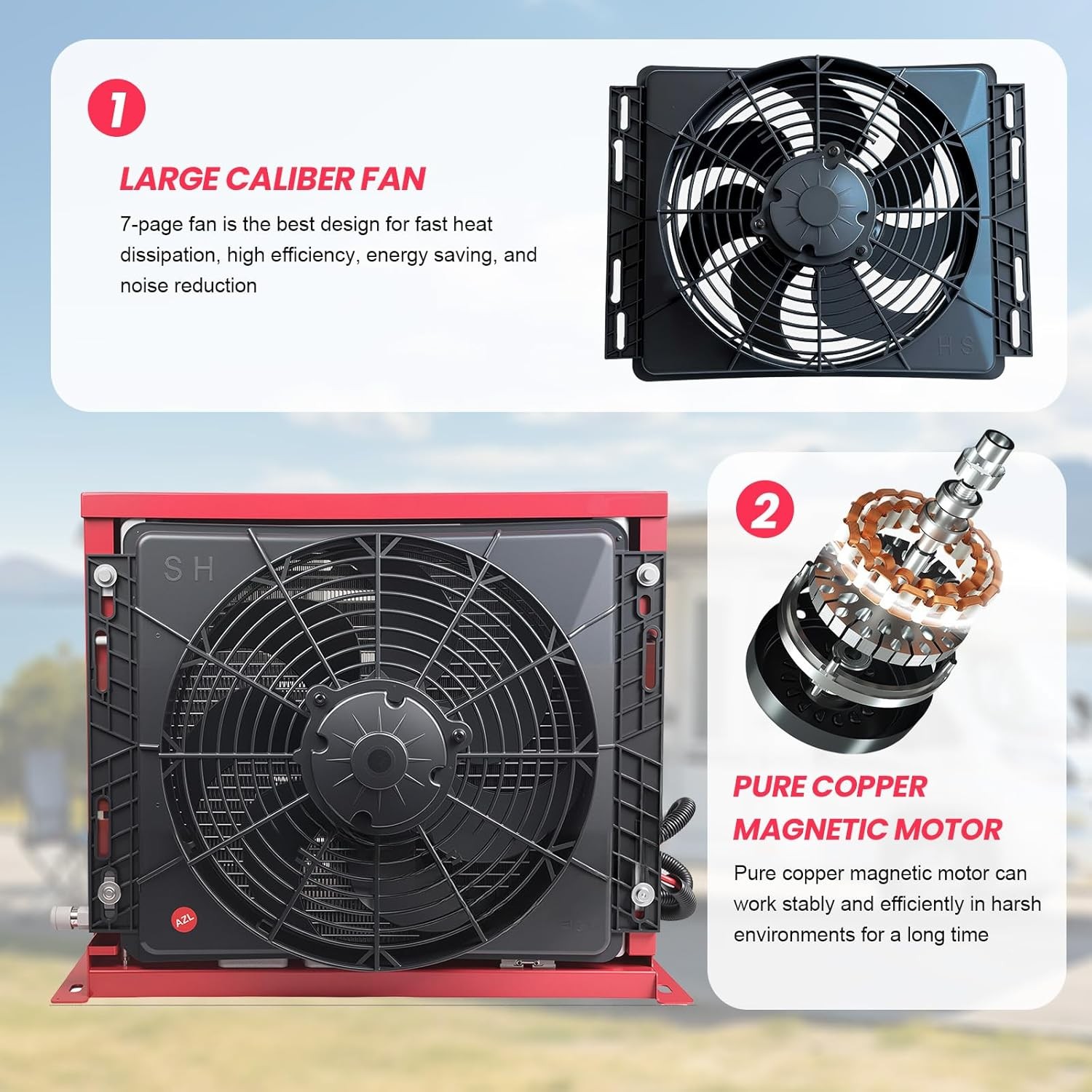 12V 11000 BTU Truck Air Conditioner Split AC Fits Semi Trucks Bus RV Caravan