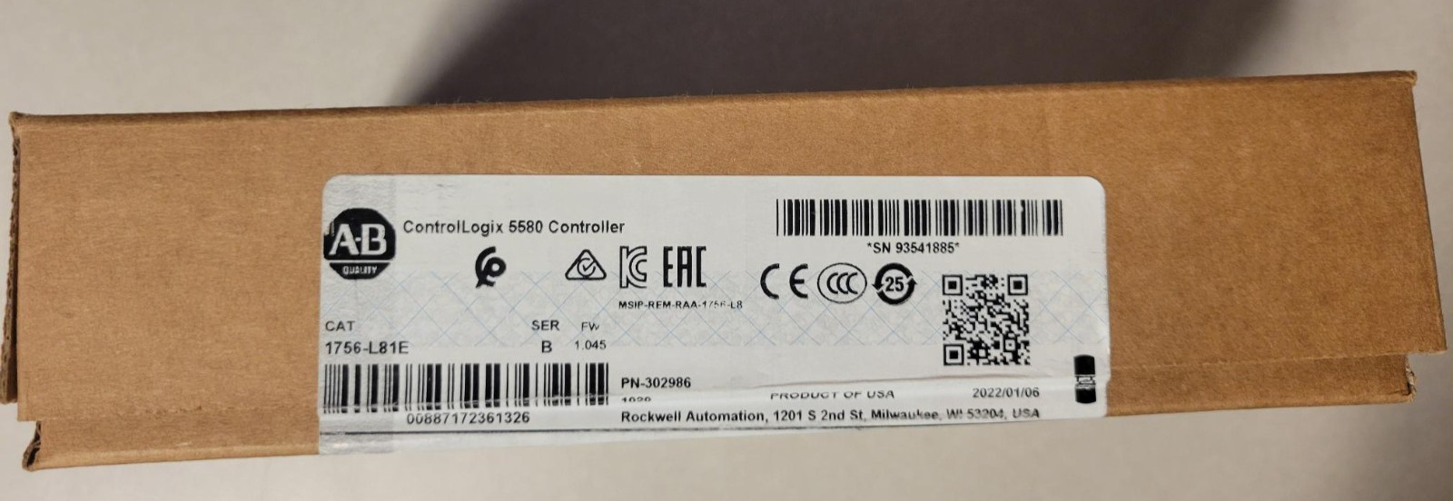 Allen Bradley ControlLogix 5580 Controller 1756-L81E