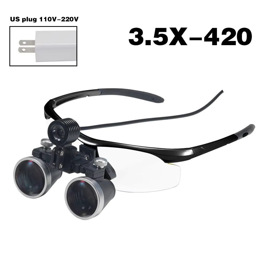 Dental 3.5X Loupe Magnifier Headlight Wireless Head Light LED 2 Batteries