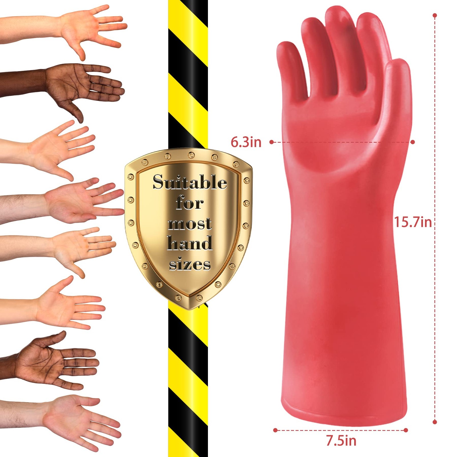 Insulating Gloves For High Voltage Electrical Work 1.8mm-Thickness One Size