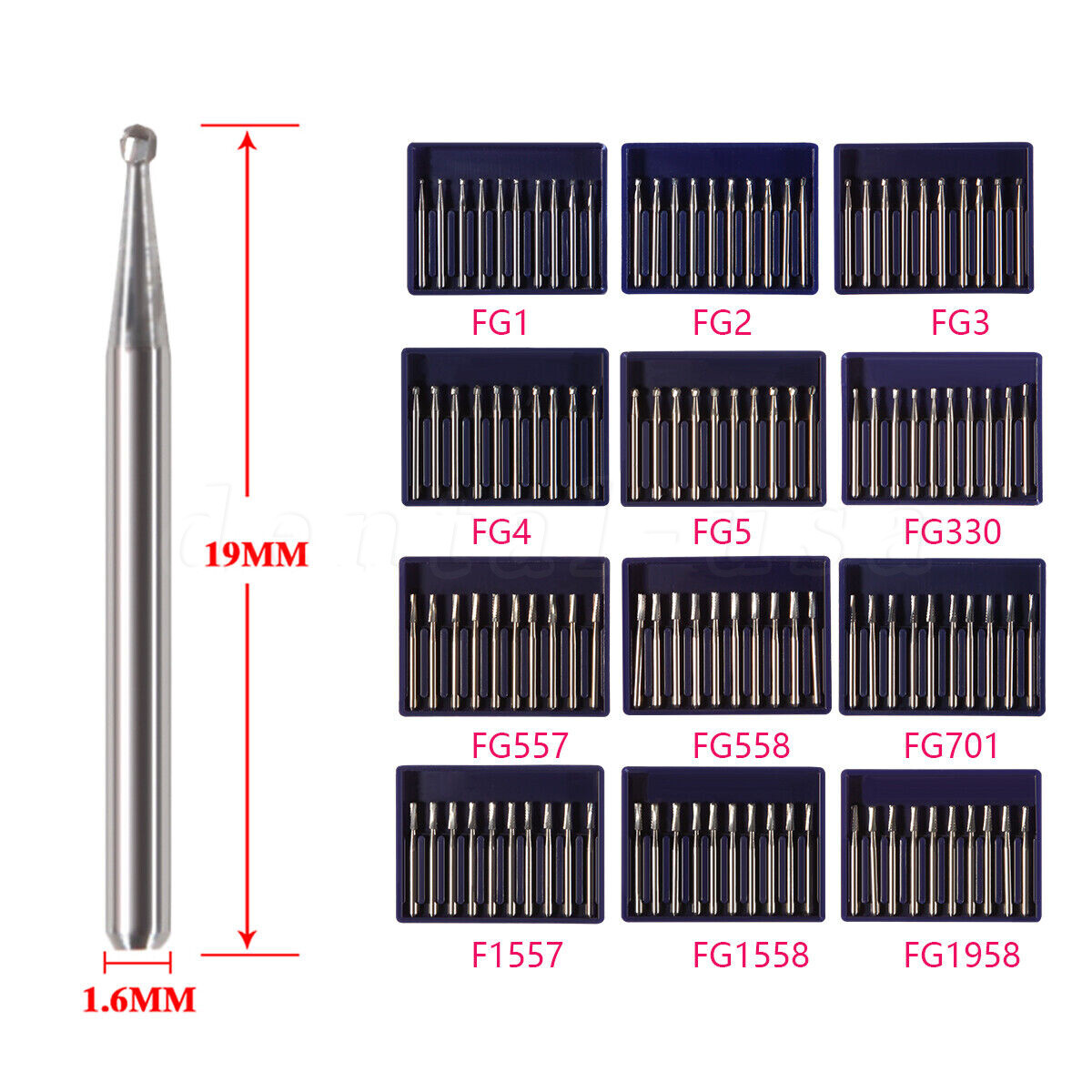 10-100pcs Dental FG Fresas de carburo tungsteno for Alta Velocidad pieza de mano