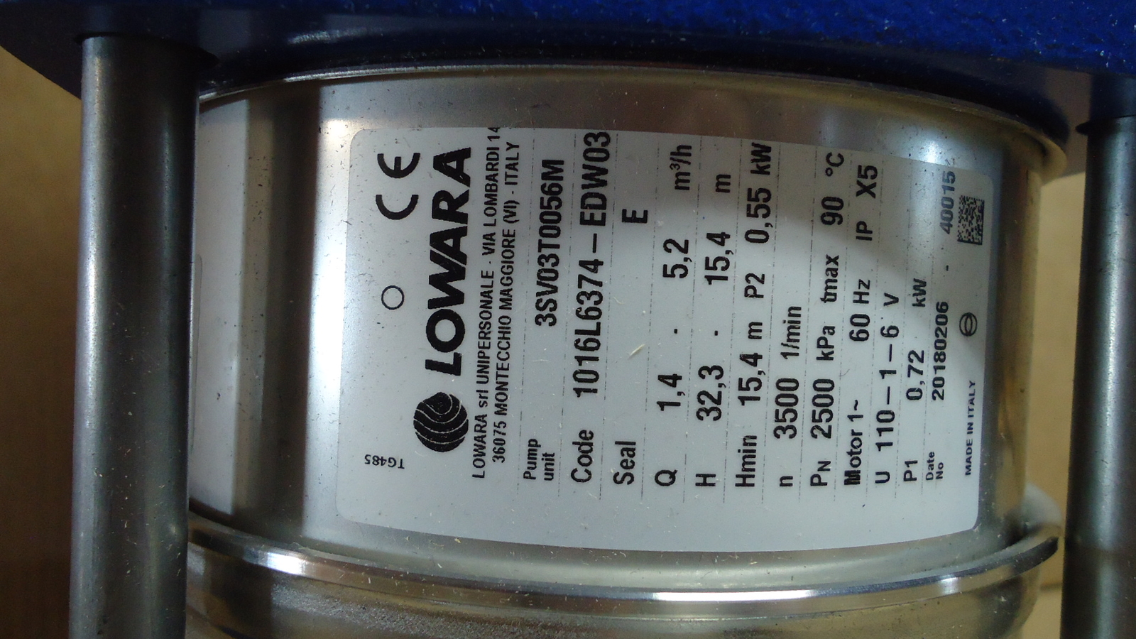 Edwards Lowara 3SV03T0056M 1016L6374-EDW03 Water Transfer Pump