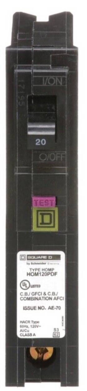 10PCS SQUARE D HOMELINE HOM120PDF HOM120PDFC 20A AFCI/GFCI -PLUG ON NEUTRAL NEW