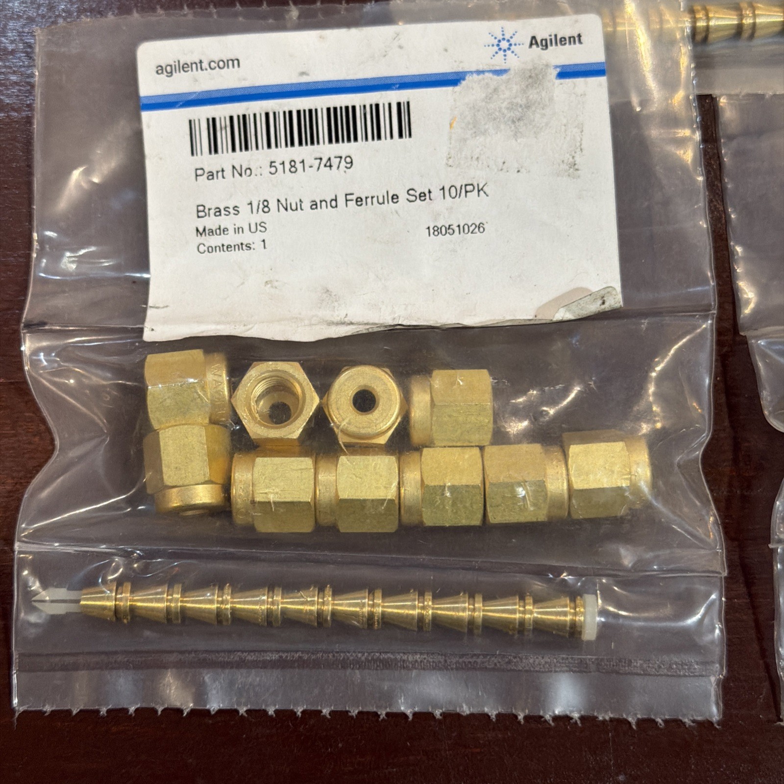 50 pcs (5 packs of 10) Agilent 5181-7479 Brass Nut Ferrule Combo 1/8″ SEALED NEW