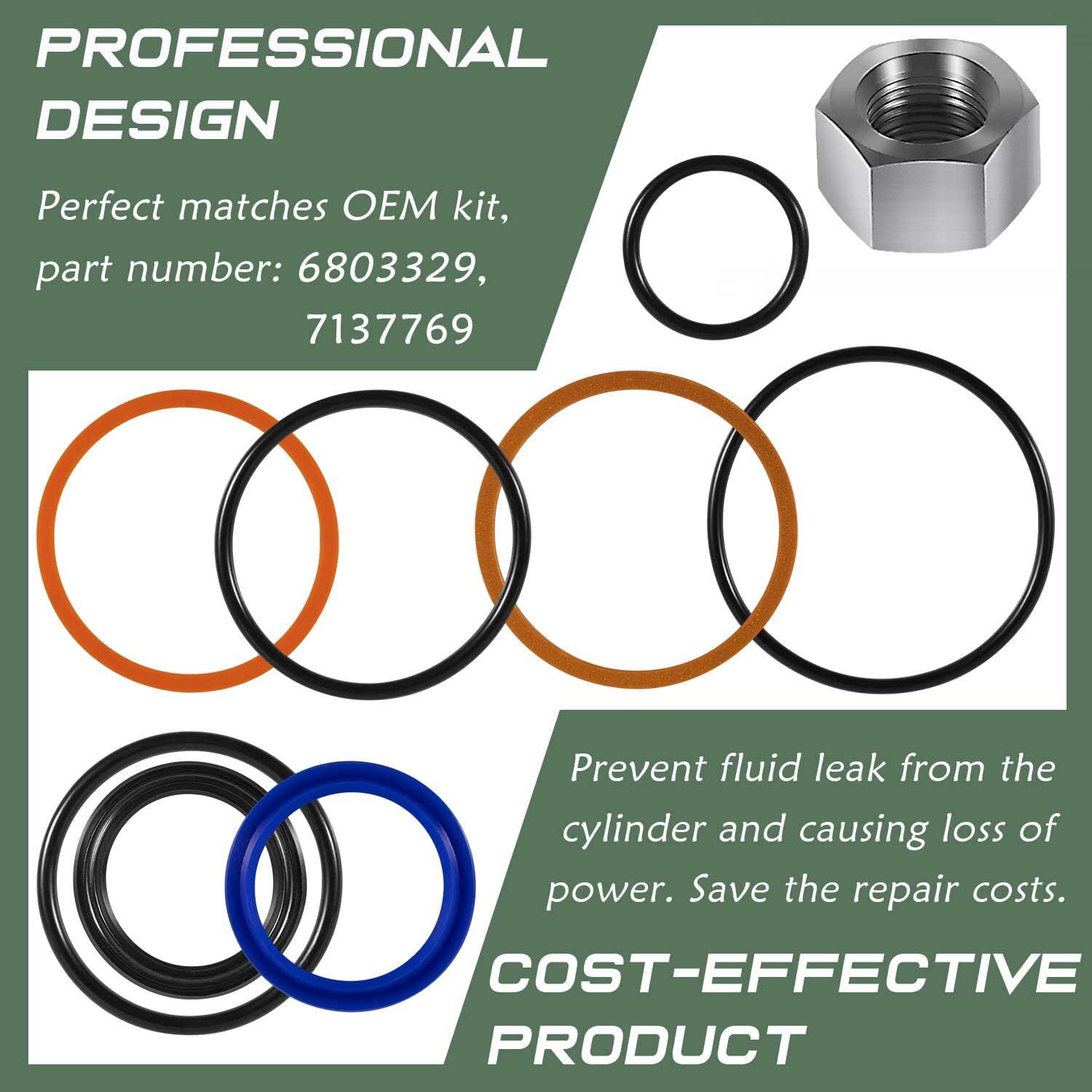 6803329 7137769 Hydraulic Lift Cylinder Seals Kit for Bobcat 444 500 520 751 974