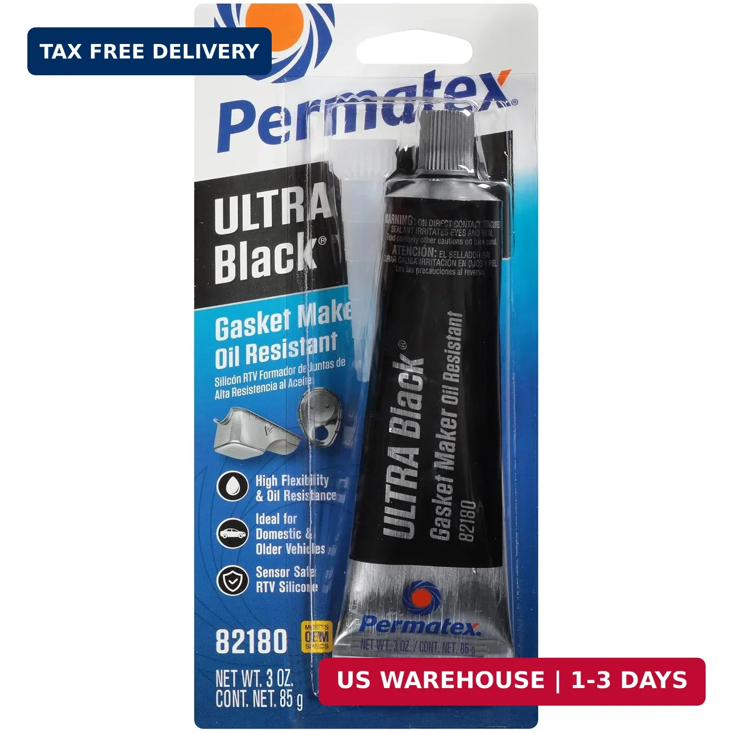 3oz Ultra Black RTV Silicone Gasket Maker Oil Resistant Sensor Safe Sealant