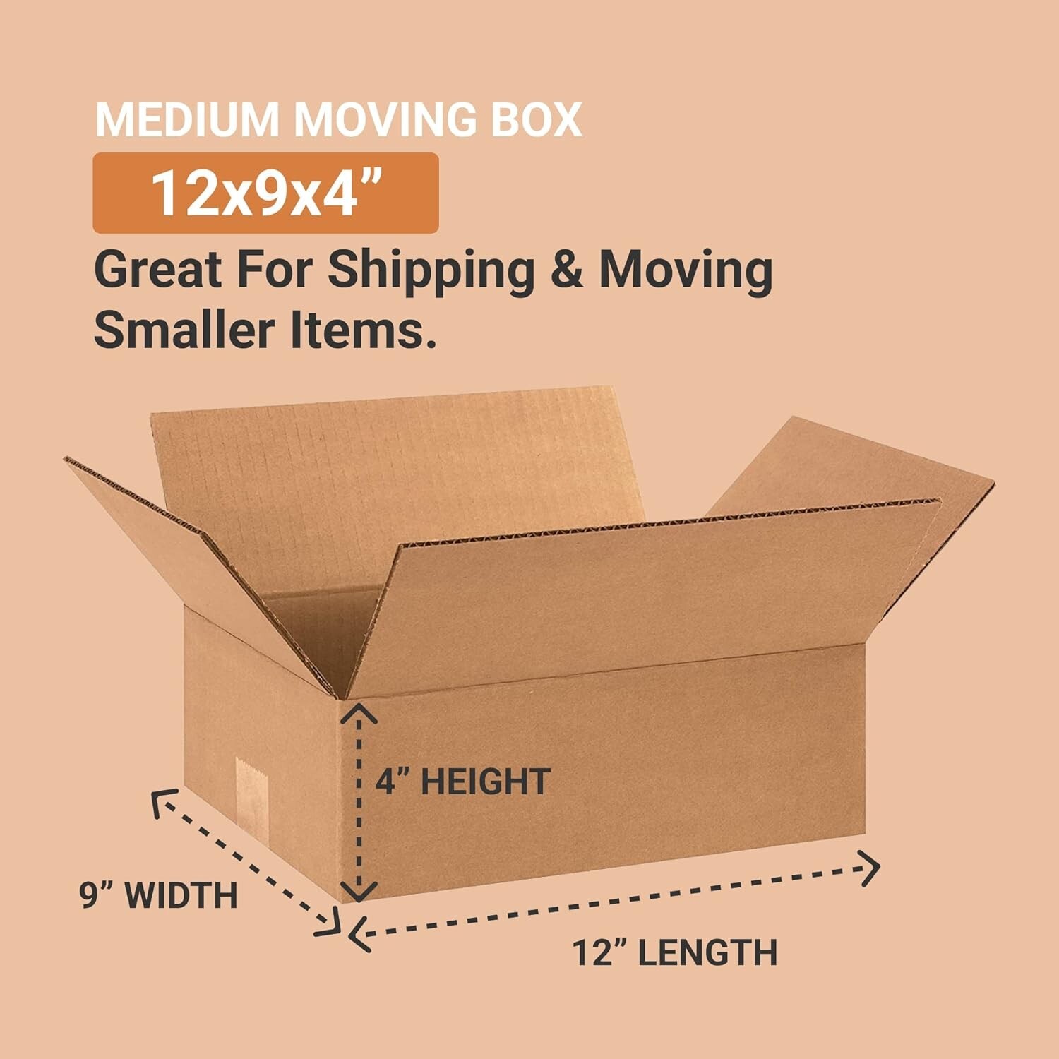 12 x 9 x 4 Shipping Boxes Moving Boxes Corrugated Kraft 25/Bundle 25/Pack