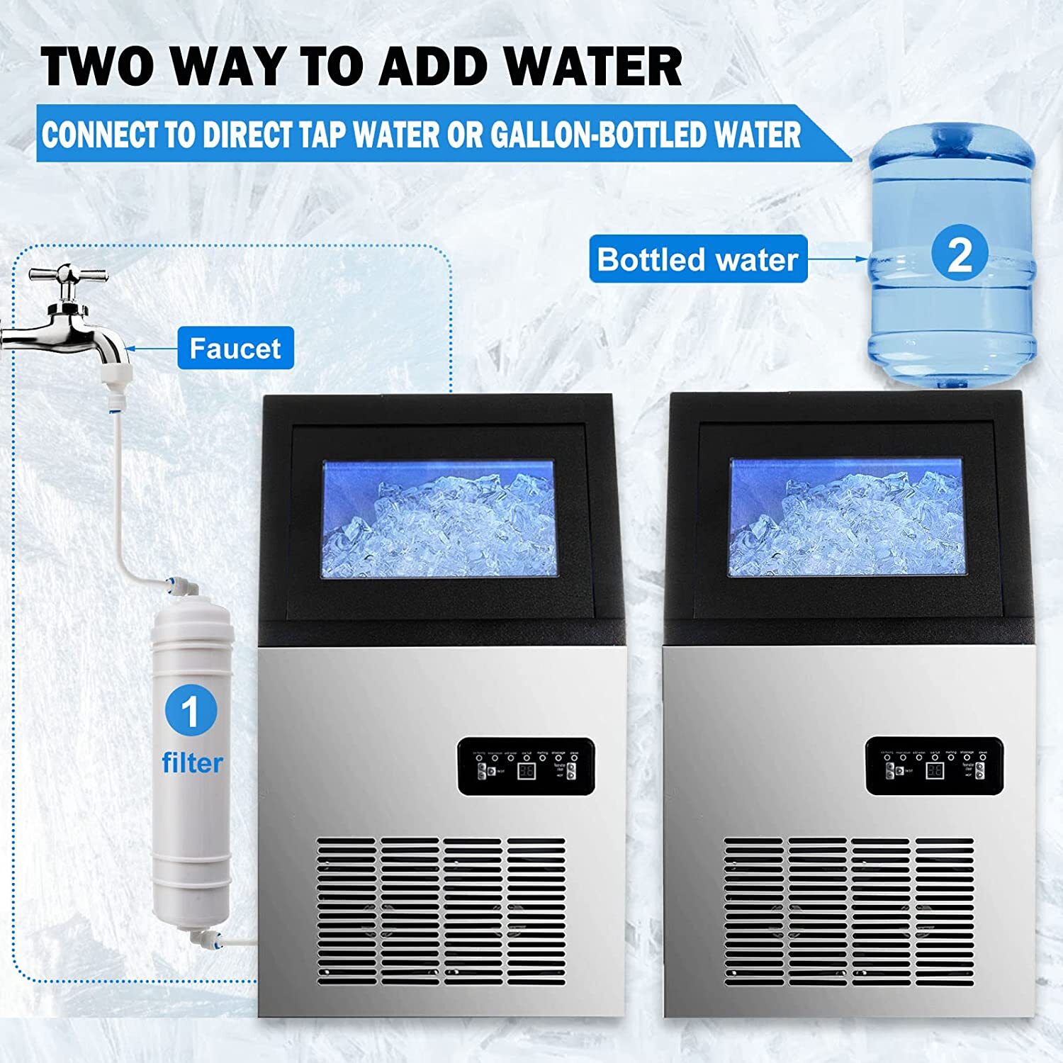110lb Built-in Commercial Ice Maker Stainless Steel Bar Restaurant Cube Machine