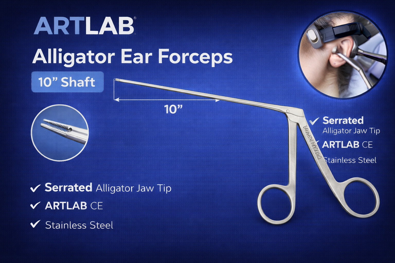 Hartmann Alligator Forceps Micro Serrated Tips 3.5″ to 8″ Stainless ENT Forceps