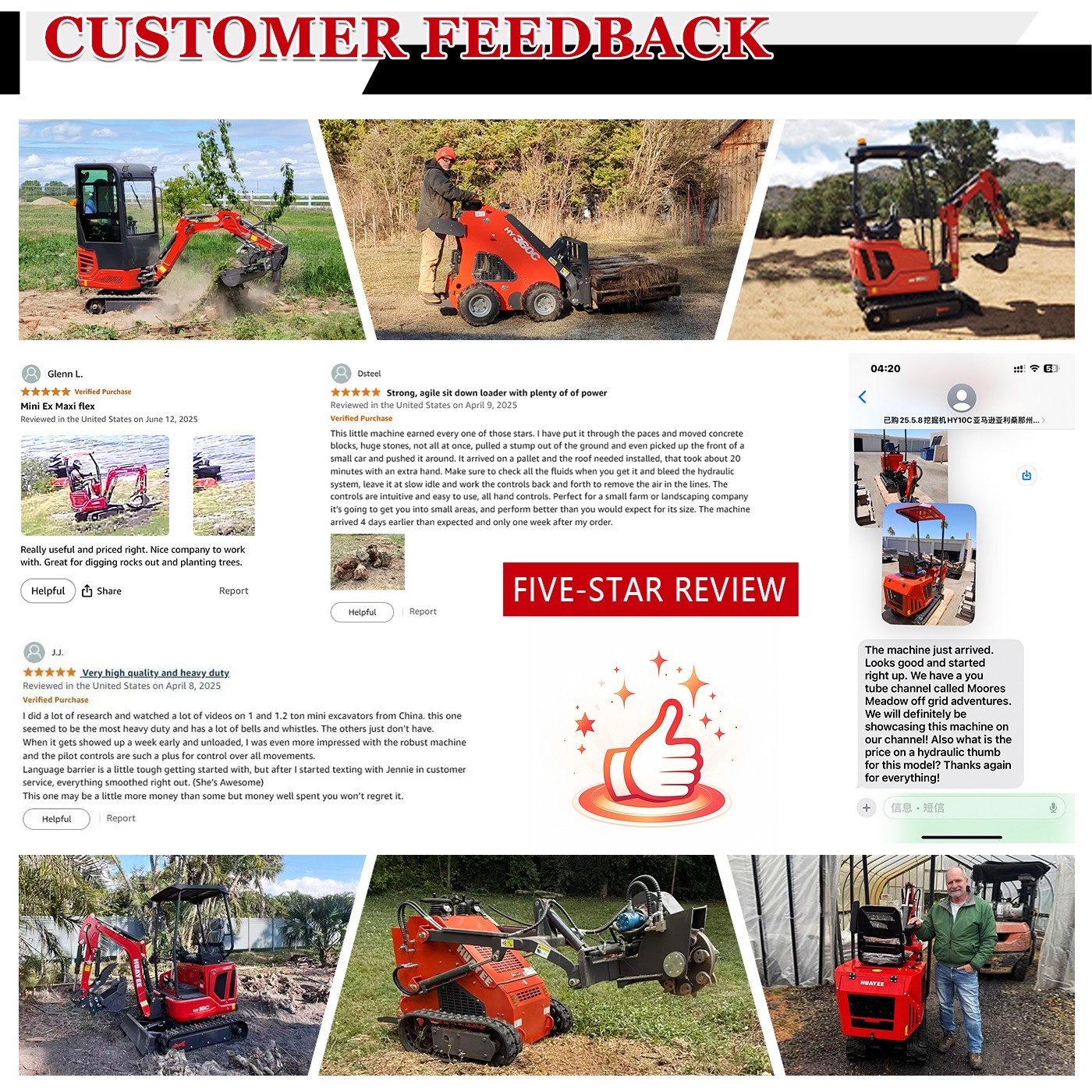 HUAYEE Mini Excavator HY12C Tracked Digger Free Ship