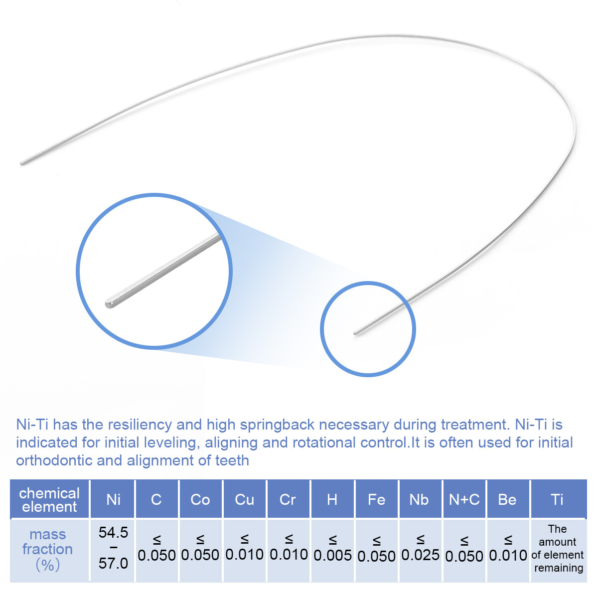 AZDENT Dental Orthodontic Arch Wire Super Elastic Niti Rectangular Ovoid Form US