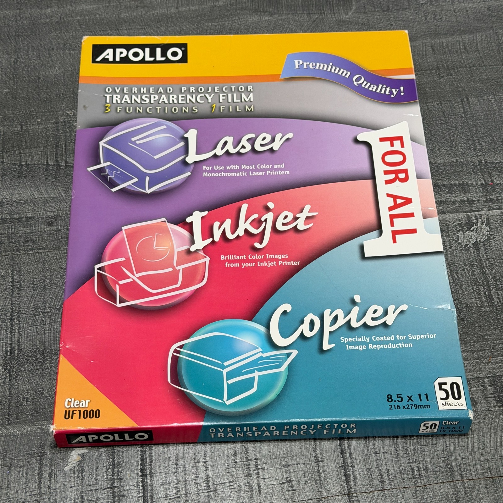Apollo Transparency Film – For Laser Print – Letter – 8.50″ X 11″ – 50 / Box –