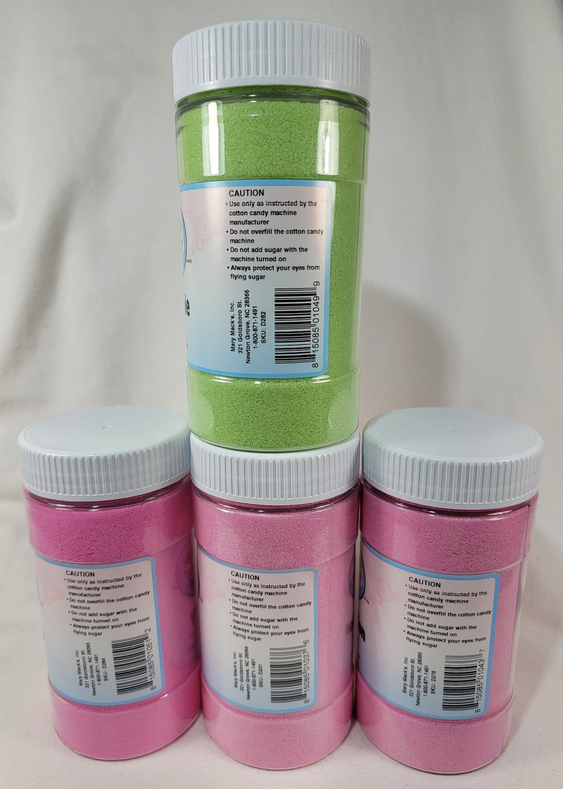 Cotton Candy Express Floss Sugar 4-Pack CHERRY GREEN APPLE WATERMELON BUBBLE GUM