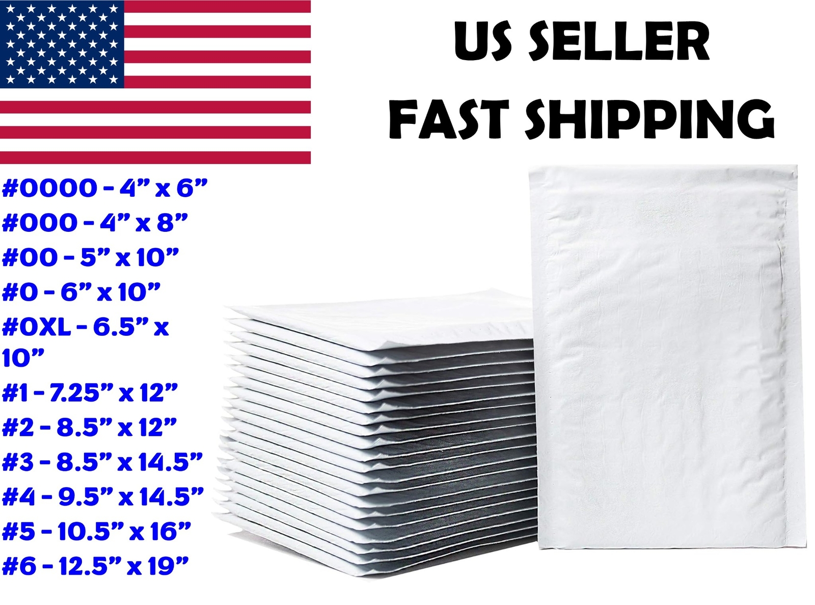 POLY BUBBLE MAILERS PADDED SELF SEALING MAILING SHIPPING BAGS ALL SIZES #0000-#7