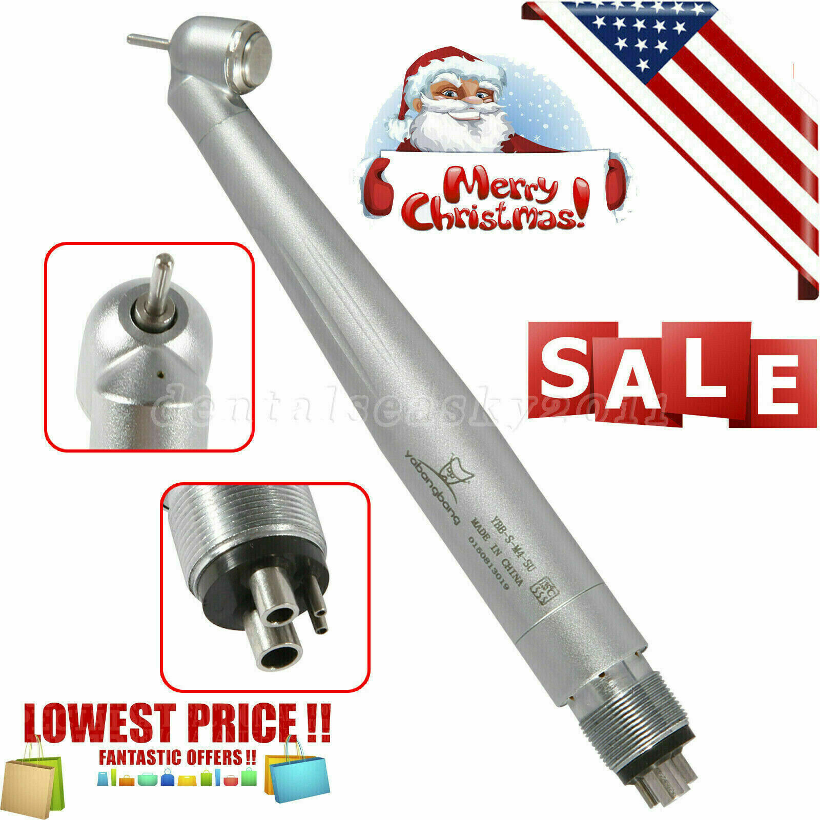 NSK Style Dental 45 Degree Surgical High Speed Handpiece Push Button 4 Holes OR