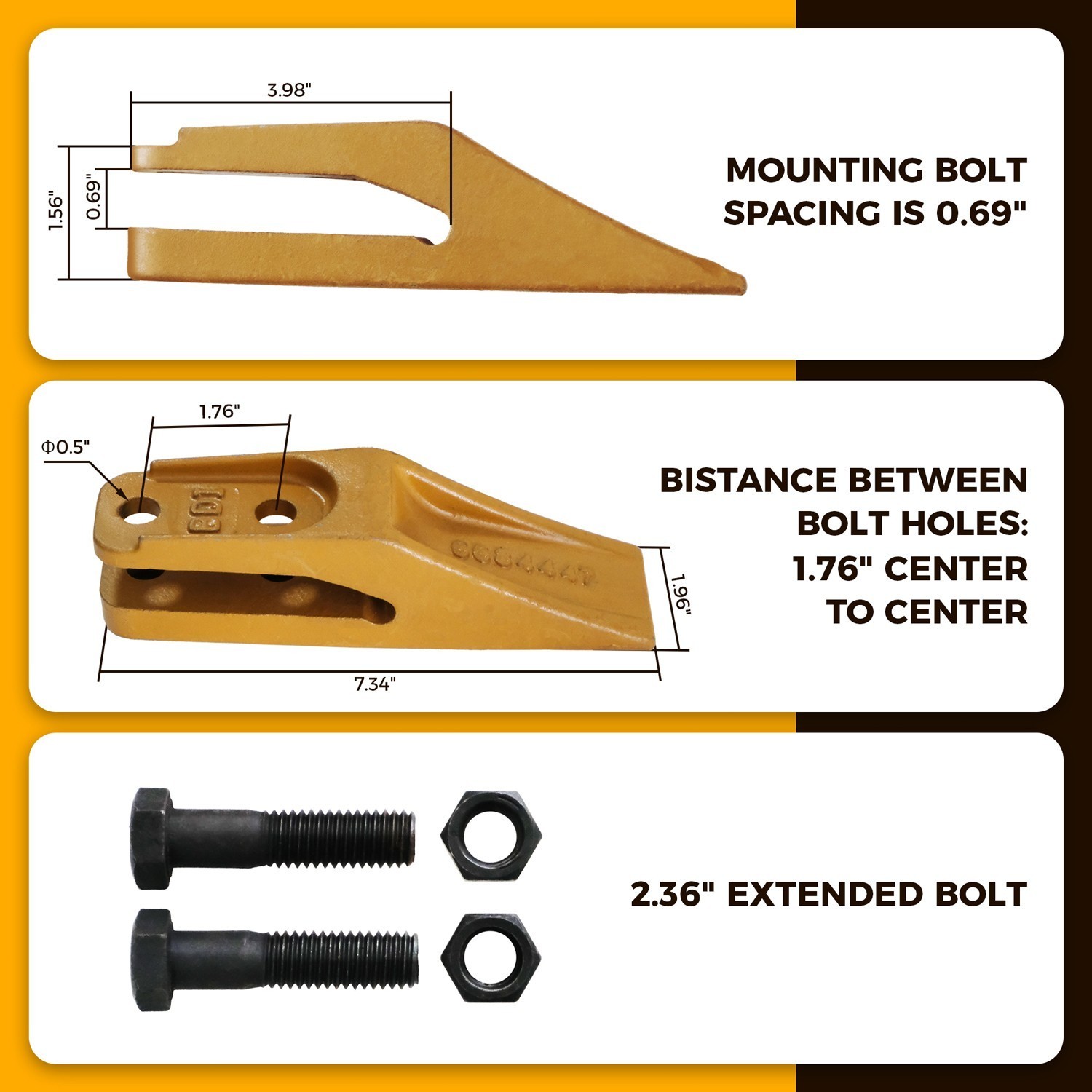 6684447 Bucket Teeth Skid Steer Backhoe Bolt On Tooth Unitooth – 5 PK