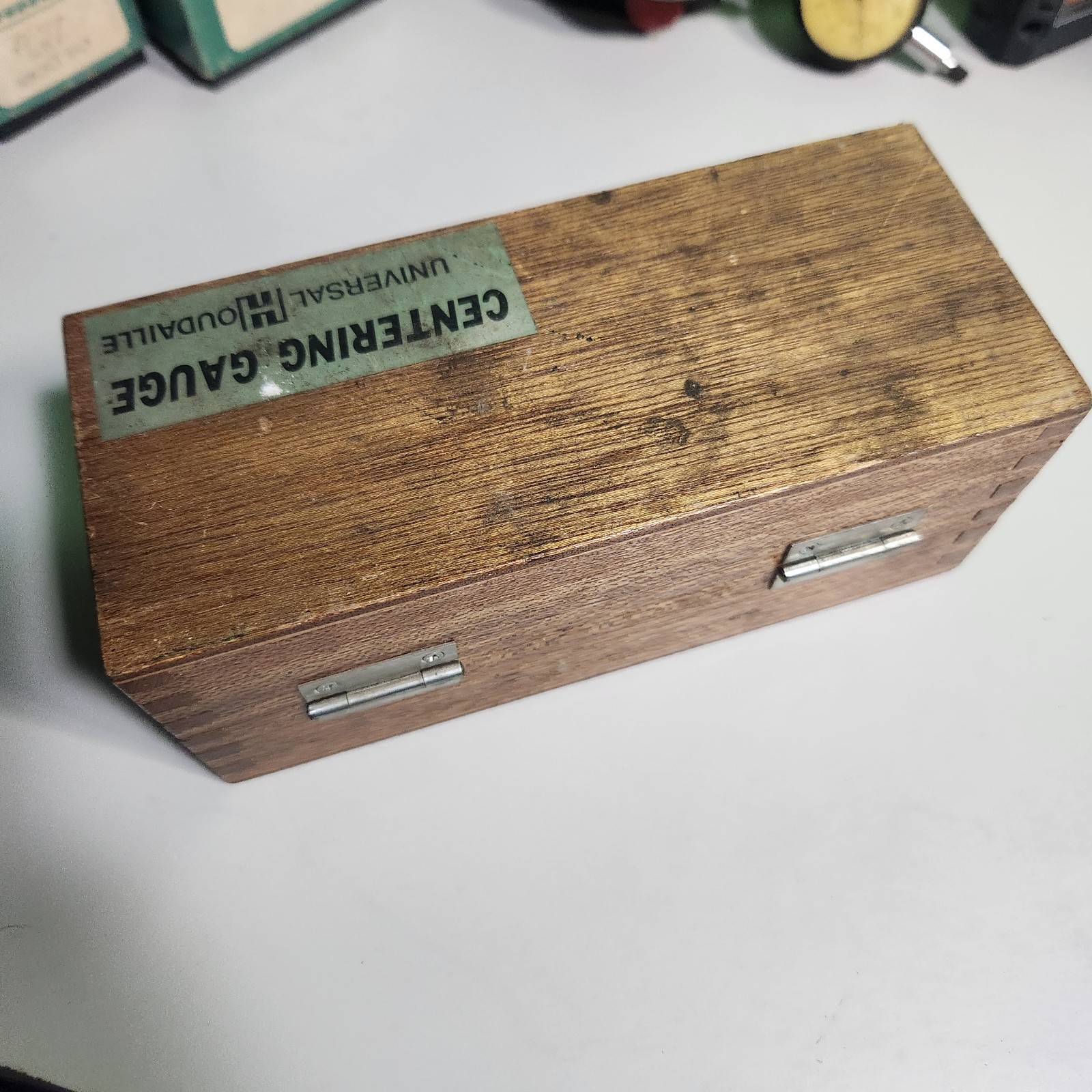 Universal Houdaille Centering Gauge Machinist Tool w/ Wooden Case