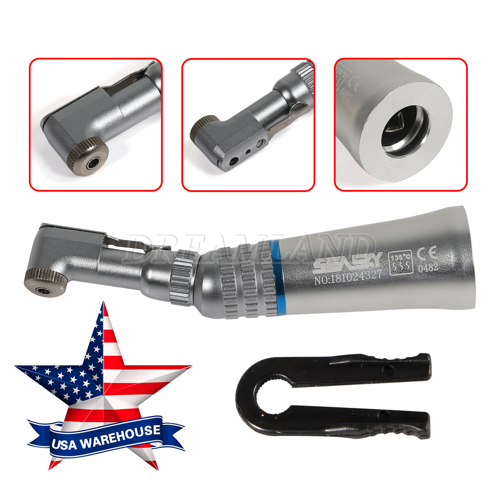 1-10 SEASKY Dental Slow Low Speed Handpiece Contra Angle Latch E-Type / RA Burs
