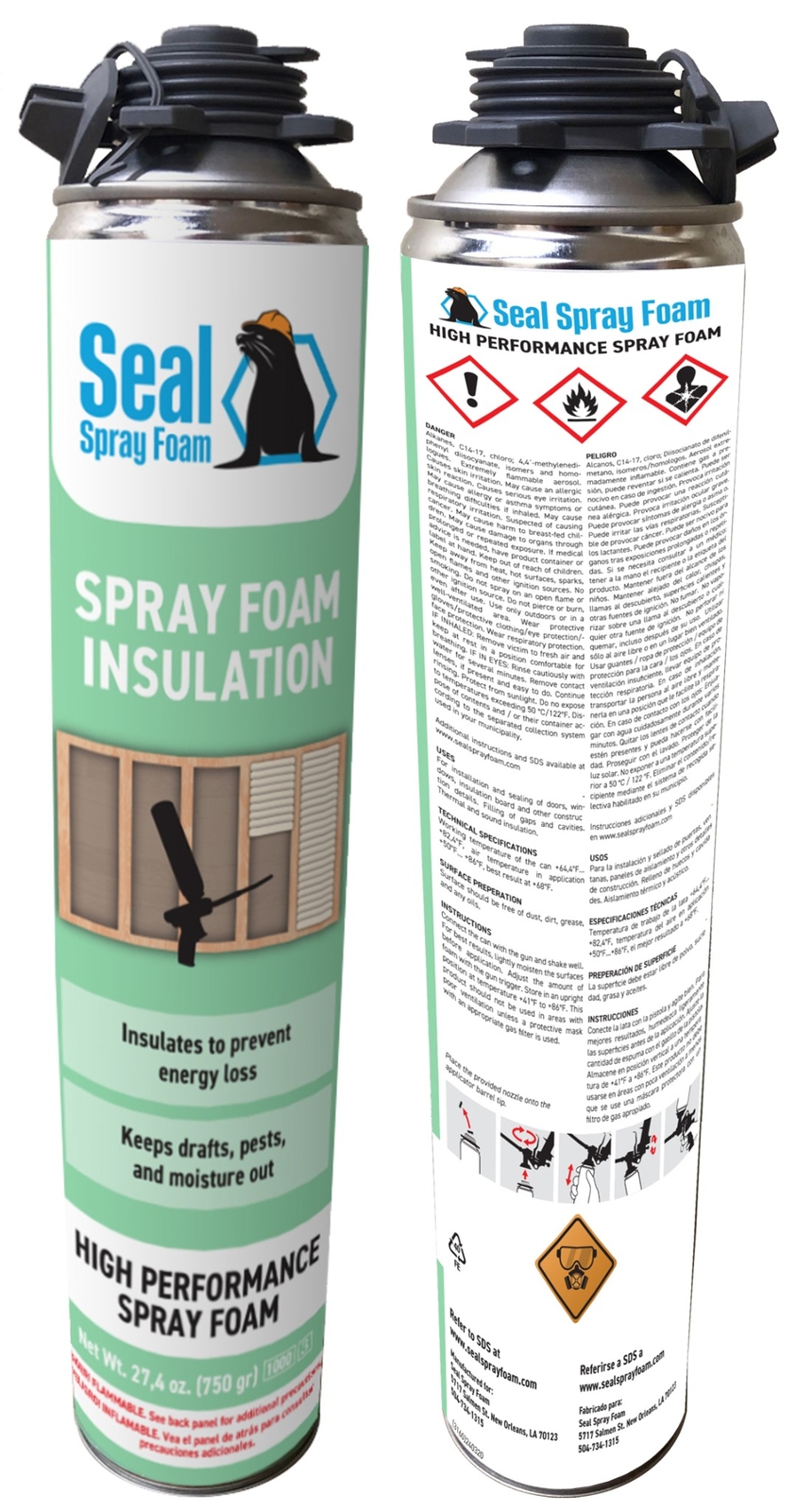 Seal Spray Closed Cell Insulating Foam Can Kit w/Gun Applicator&Cleaner (300 BF)