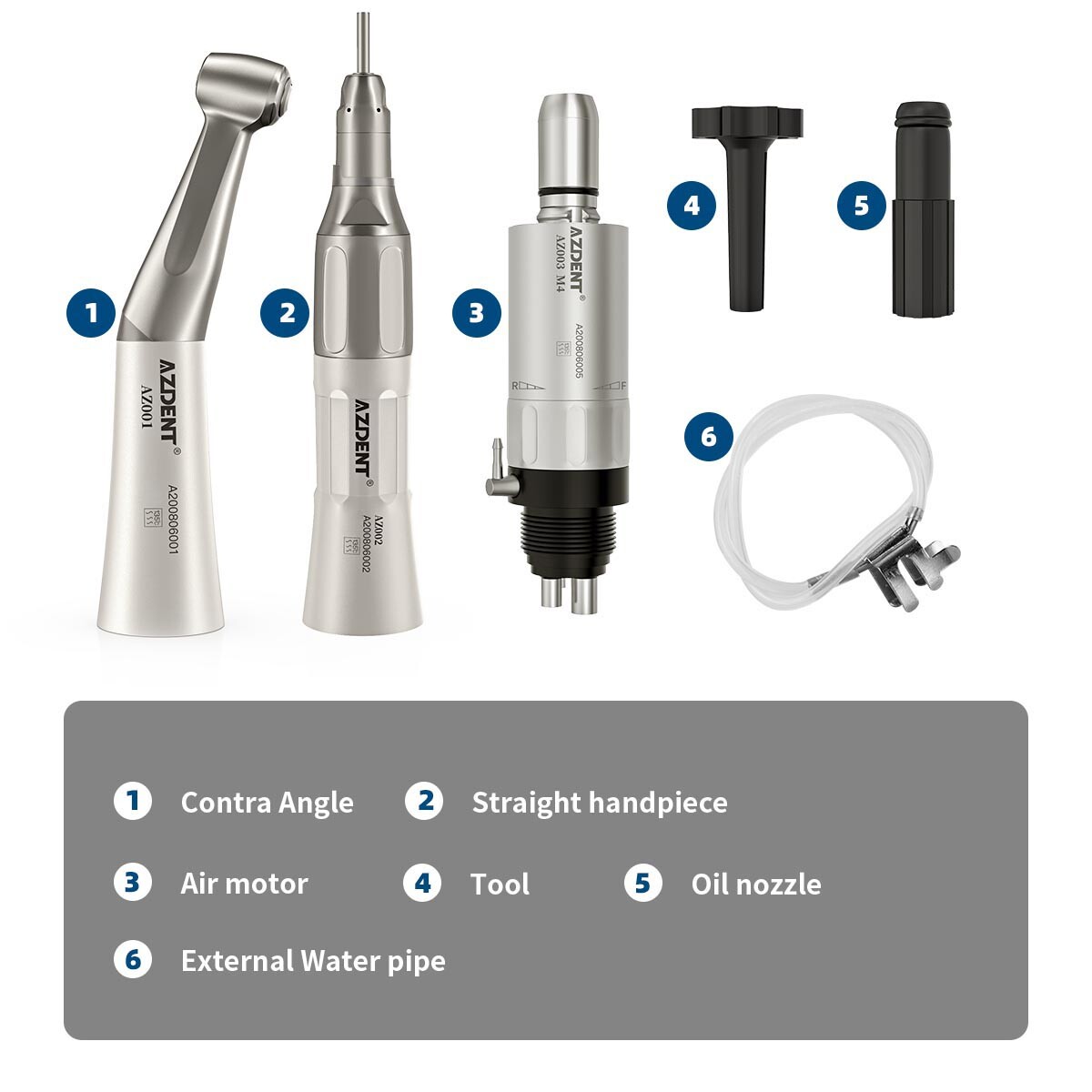 Dental Low Speed Handpiece Kit Contra Angle /Straight /Air Motor Micromotor 2/4H