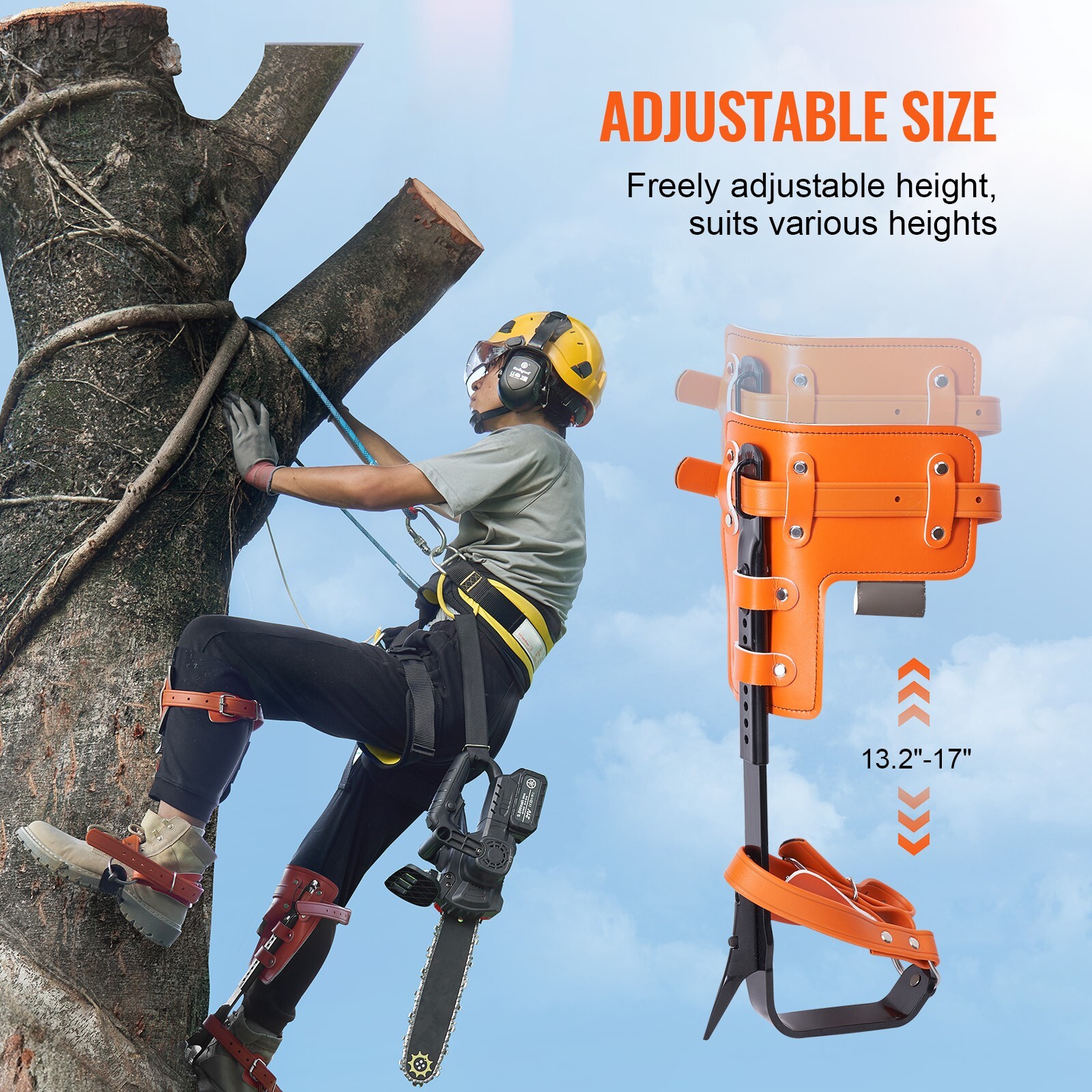 VEVOR Tree Climbing Spikes Set Climbing Spurs Alloy Steel Safety Rope Hareness