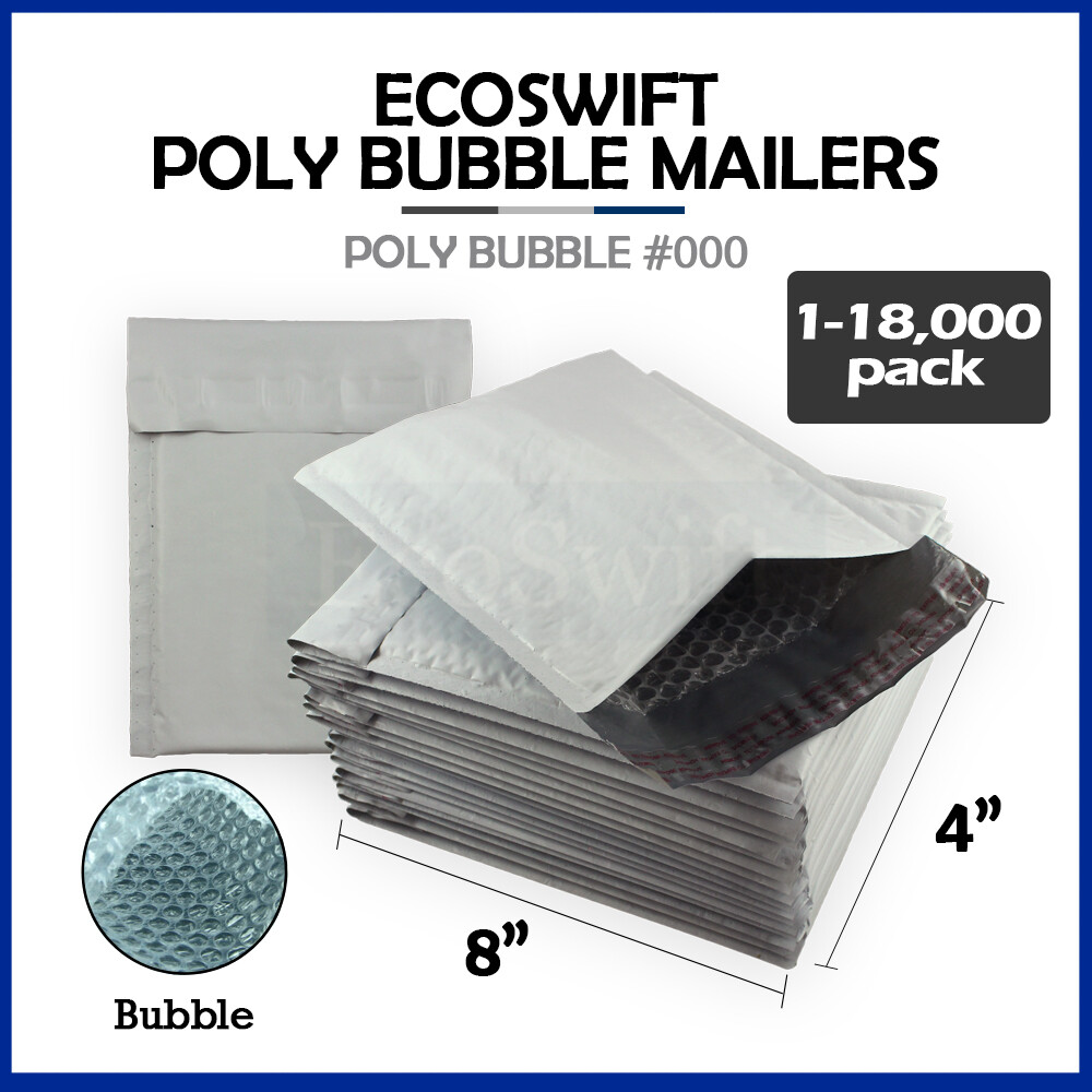 1-18000 #000 4×8 “EcoSwift” Small Poly Bubble Mailers Padded Envelope Bags 4 x 8