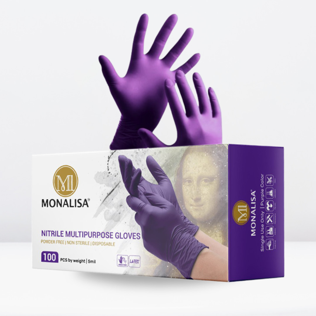 MONALISA™ Purple Disposable Exam Nitrile Gloves Powder Free 5mil