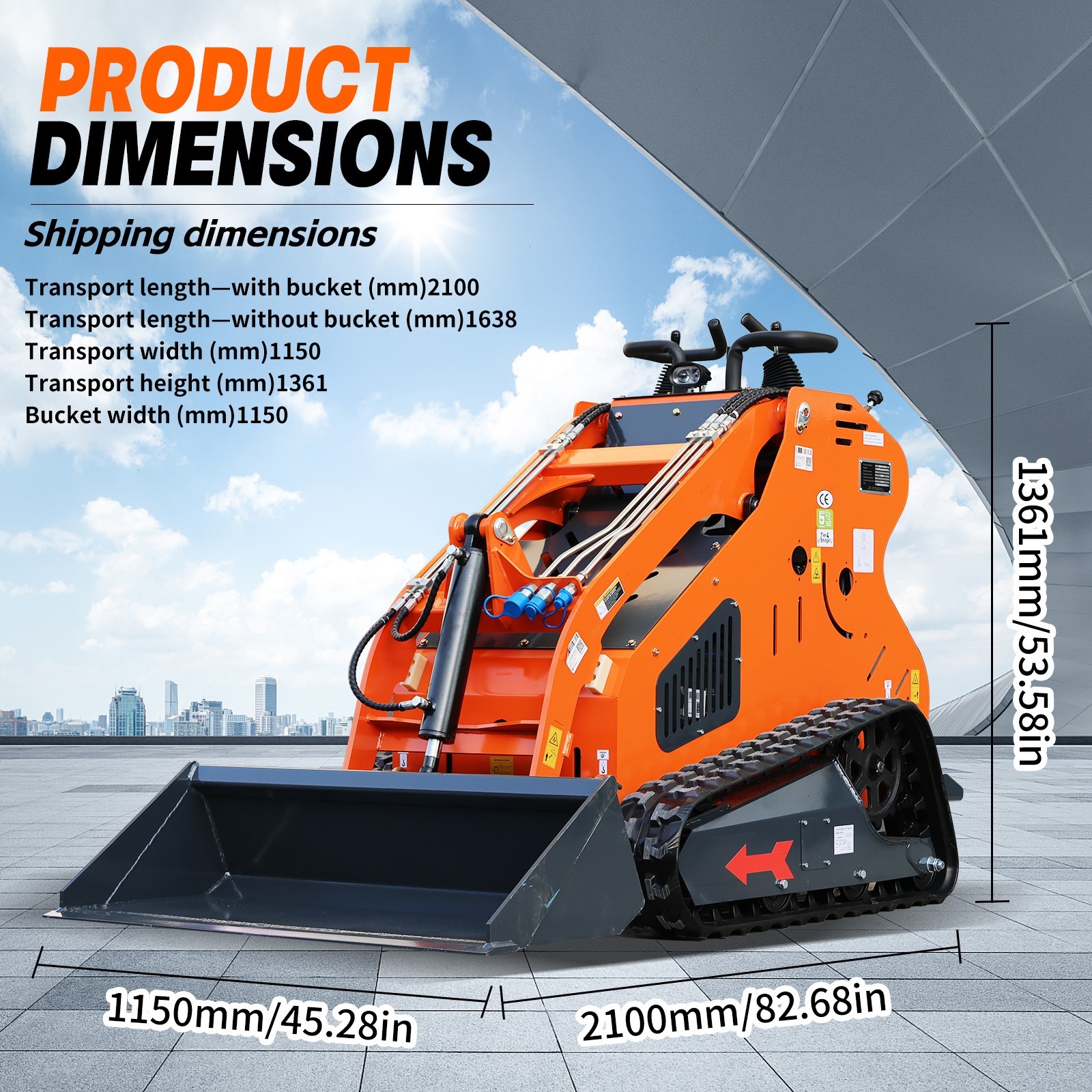 24HP Mini Skid Steer Tracked Loader 3-Pumps 2-Cylinder Gas Engine +3 Attachments