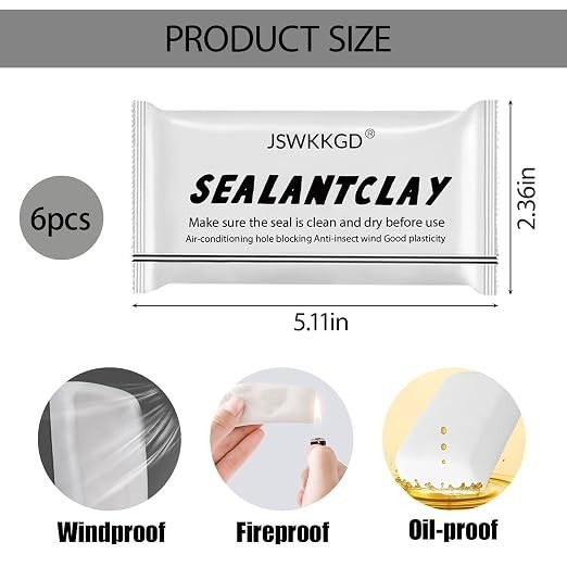 6 Pack Moldable Sealant Clay, White Fast Drying Sealant Mastic, Repair Sealing P