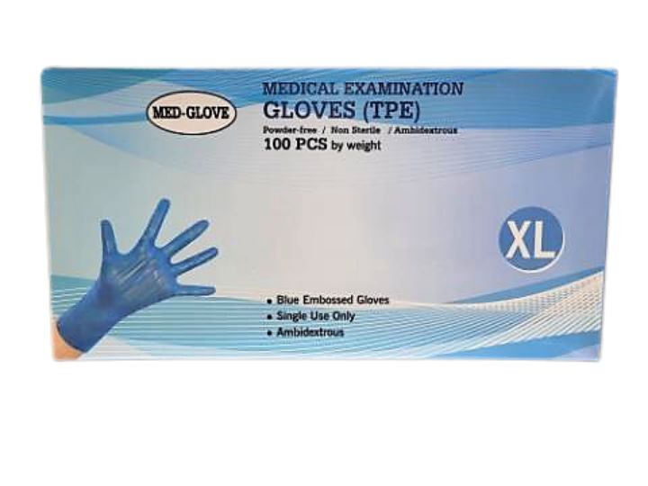 Blue Medical Exam Gloves (TPE) Powder Free / Non Sterile / Ambidextrous