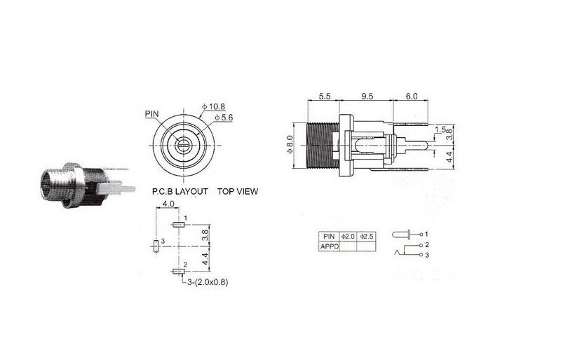 DC Power Supply Metal Jack Socket Female Panel Mount Connector 5.5 x 2.1mm