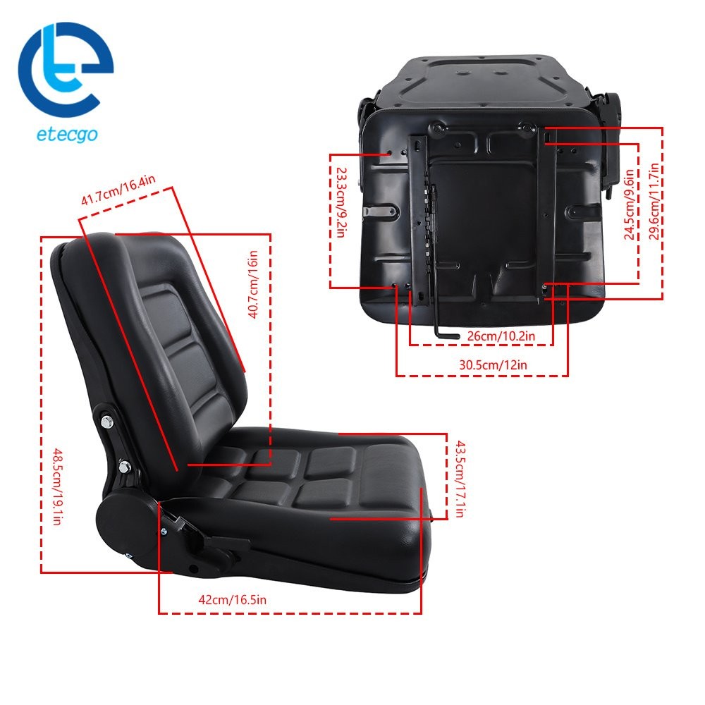 Forklift Tractor Seat Durable Adjustable Backrest Slide PVC Leather Suspension