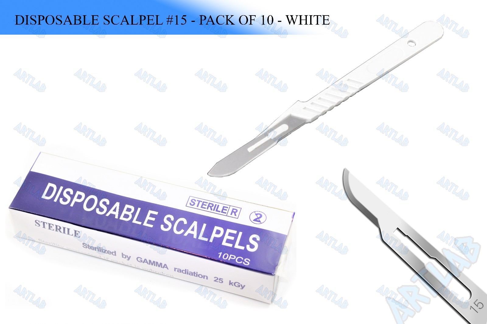 10 PCS STERILE DISPOSABLE SCALPELS #15 SINGLE USE – DENTAL,SURGICAL,DERMAPLANING