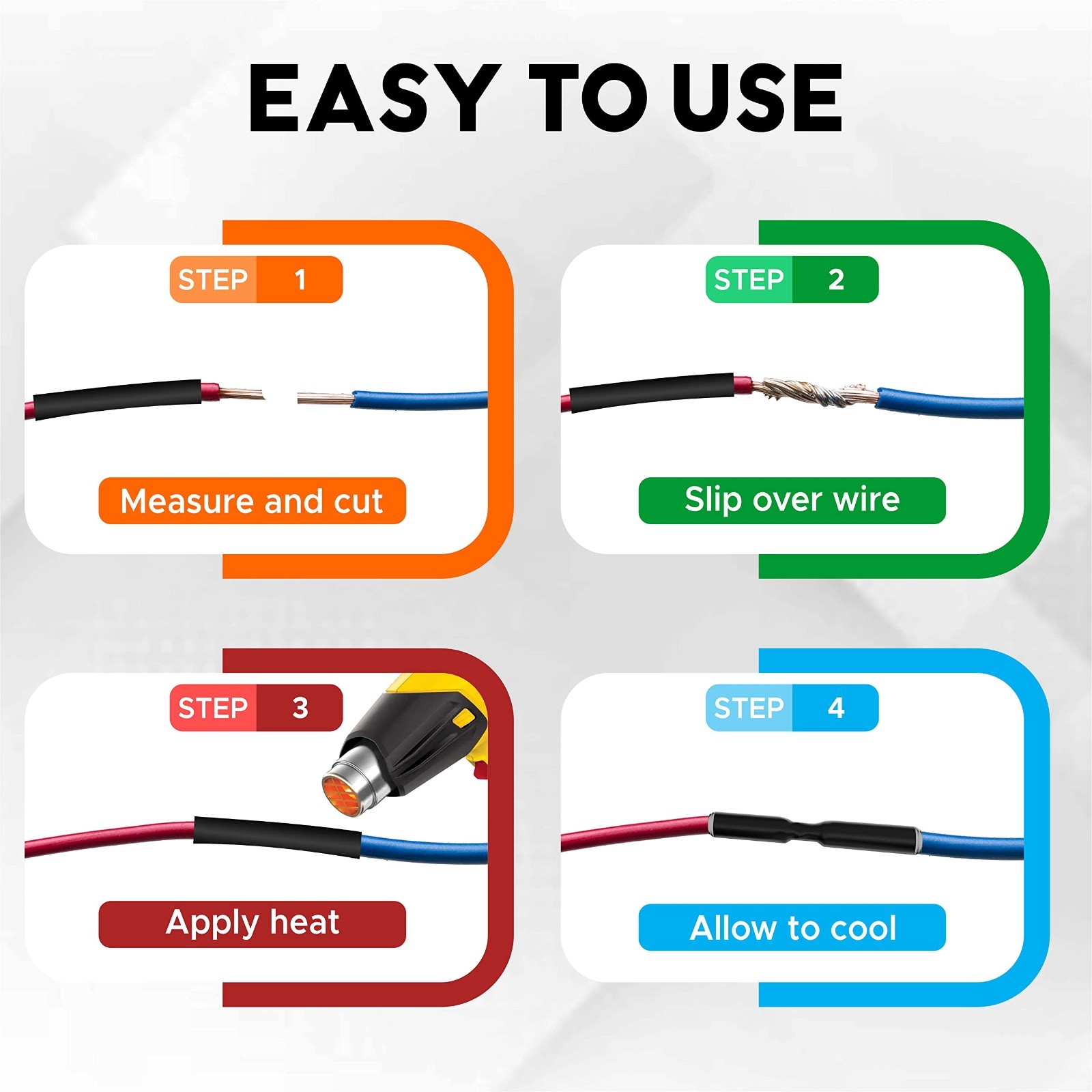 Heat Shrink Tubing 1/4″ (6.4mm) – 2:1 Ratio Industrial Wire Wrap, 164ft Roll