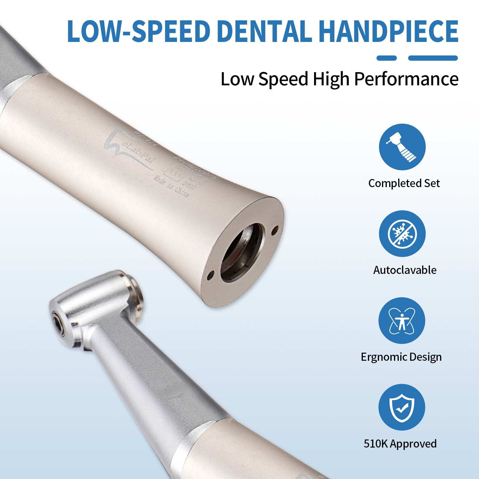 10Packs Dental Slow Low Speed Handpiece 1:1 Contra Angle Push Button E-Type US