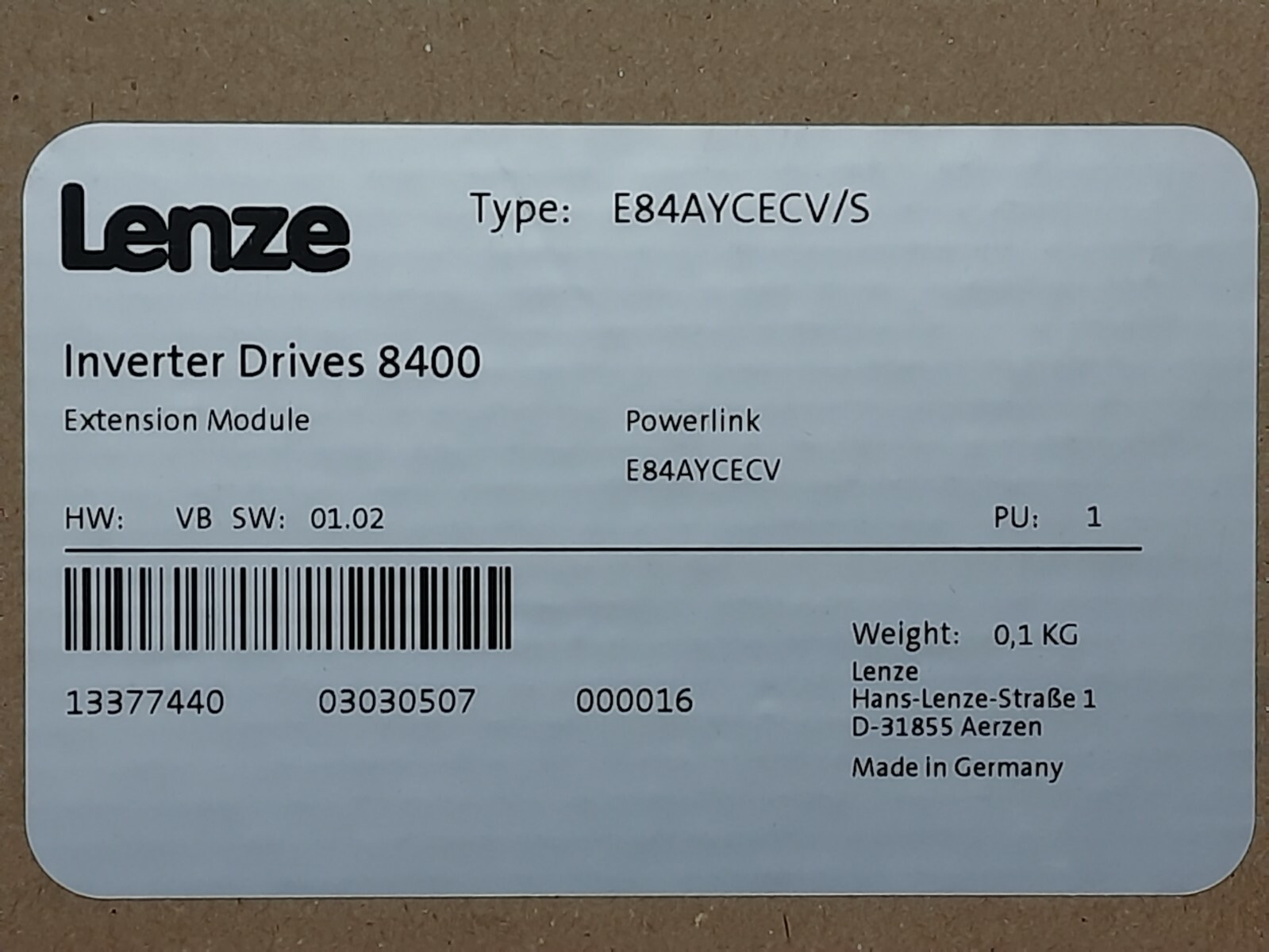 Lenze 8400 PowerLink module Type: E84AYCECV -Brand New in original Lenze package