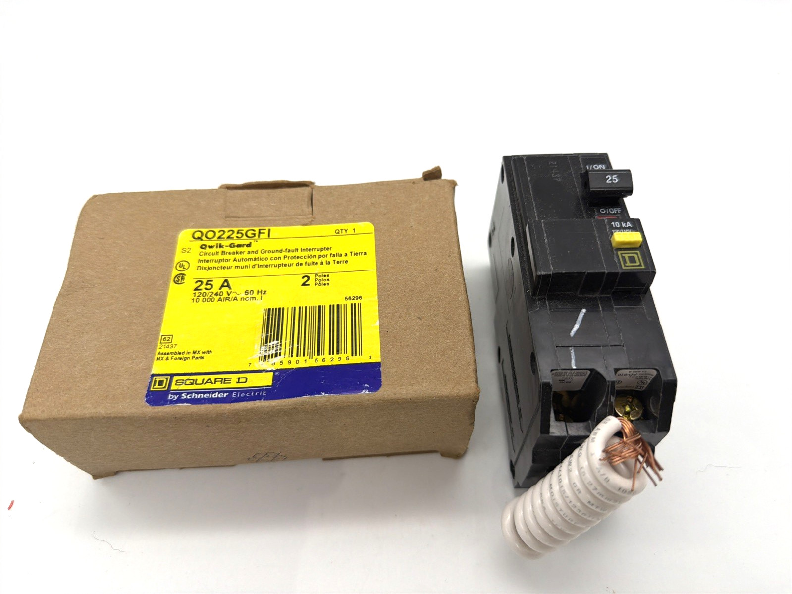 Square D QO225GFI 25A 2-Pole GFCI Qwik-Gard Ground Fault QO Breaker 120/240V
