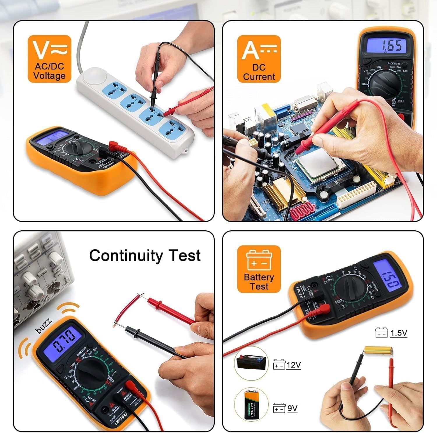 High-Quality Orange & Black Digital Multimeter – Ideal for Home and Workshop Use