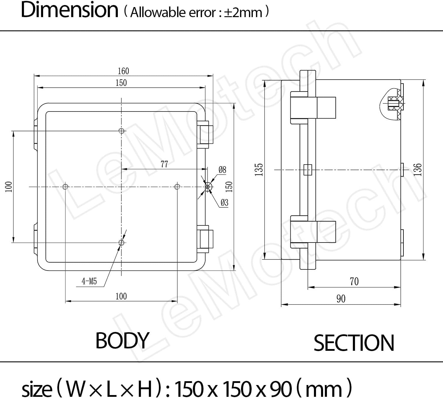 ABS Plastic Dustproof Waterproof IP65 Junction Box Hinged Shell Universal