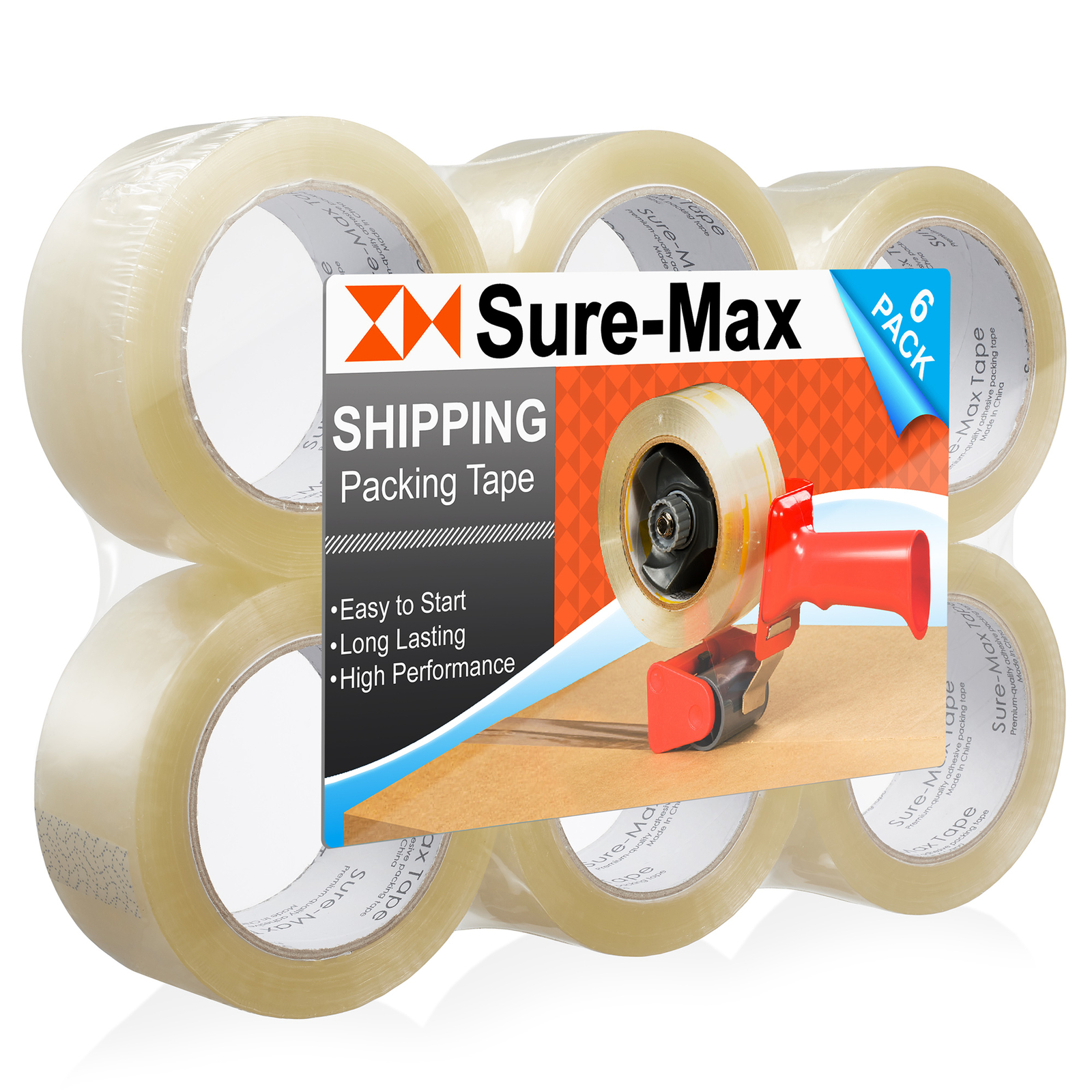 6 Rolls Carton Sealing Clear Packing Tape Box Shipping – 1.8 mil 2″ x 110 Yards