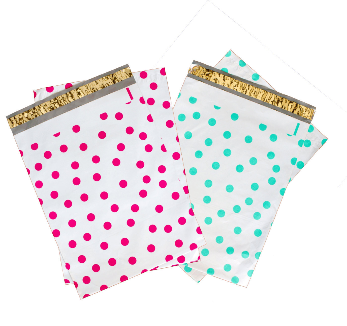 Hot Pink,Teal,Purple,Blue Polka Dot Flat Poly Shipping Mailers 10×13, 6×9, 12×15