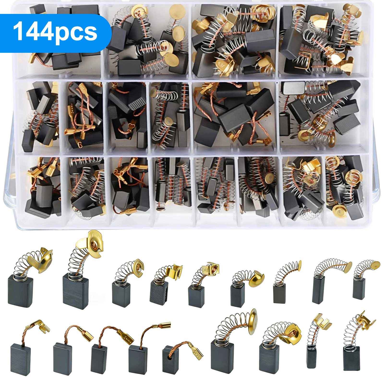 144x 18 Sizes Power Tool Carbon Brushes Motor Replacement for Grinder Drill Saw