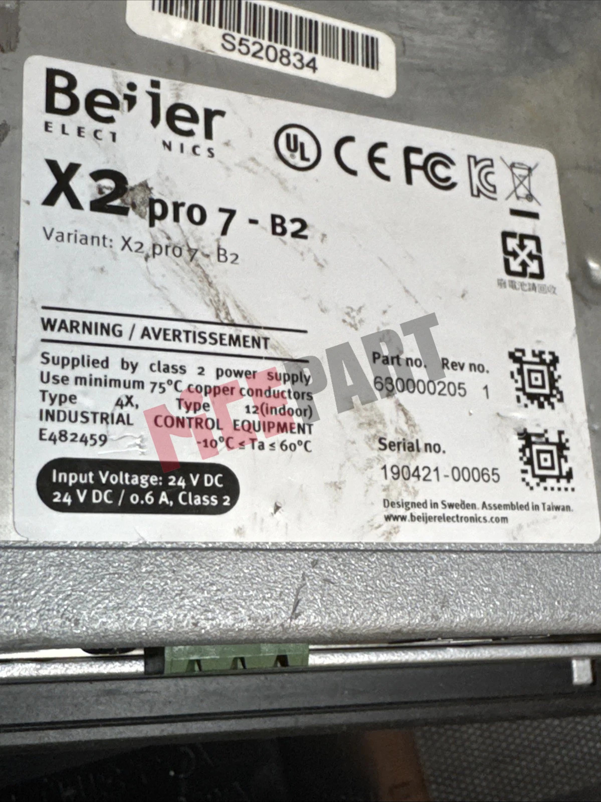 1PC Used Beijer X2 Pro7-B2 Touch Screen