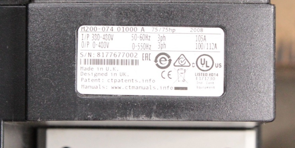 Control Techniques / Nidec M200-074 01000 A 75HP AC Inverter Drive