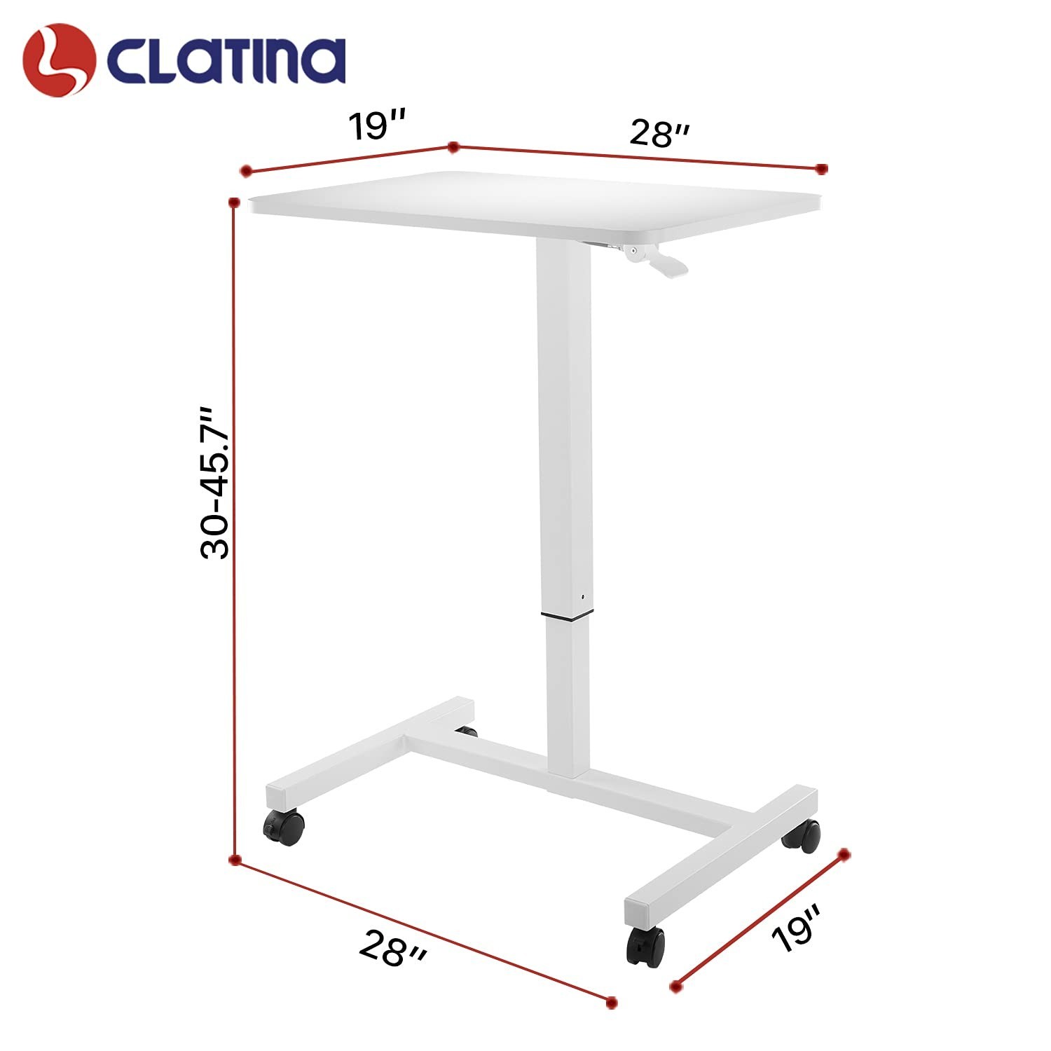 CLATINA Mobile Laptop Desk Pneumatic Sit to Stand Table Height Adjustable Rol…