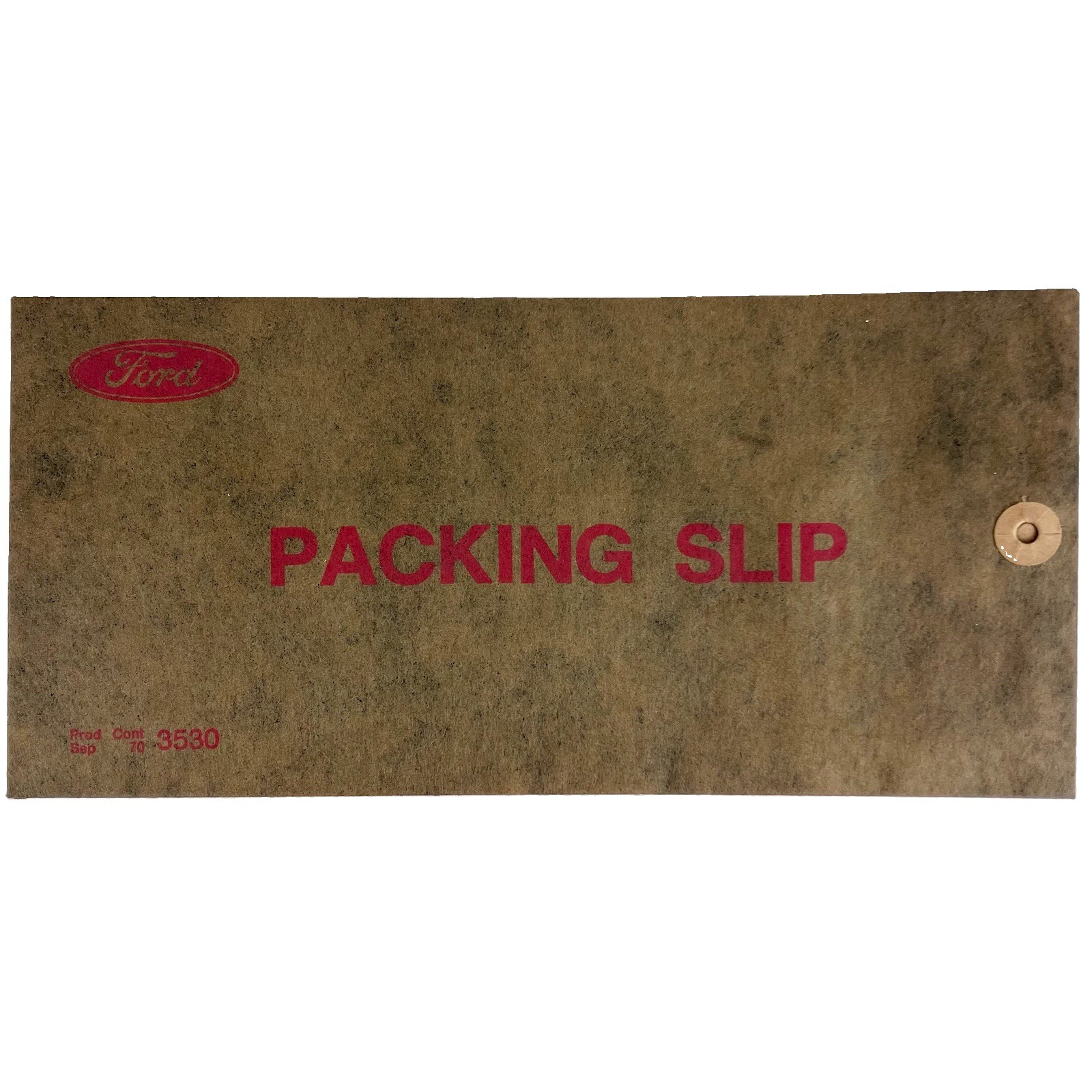 NOS OEM 1950s Ford Packing Slip Envelope Non Adhesive Tie On 4.5X9.5” FOMOCO