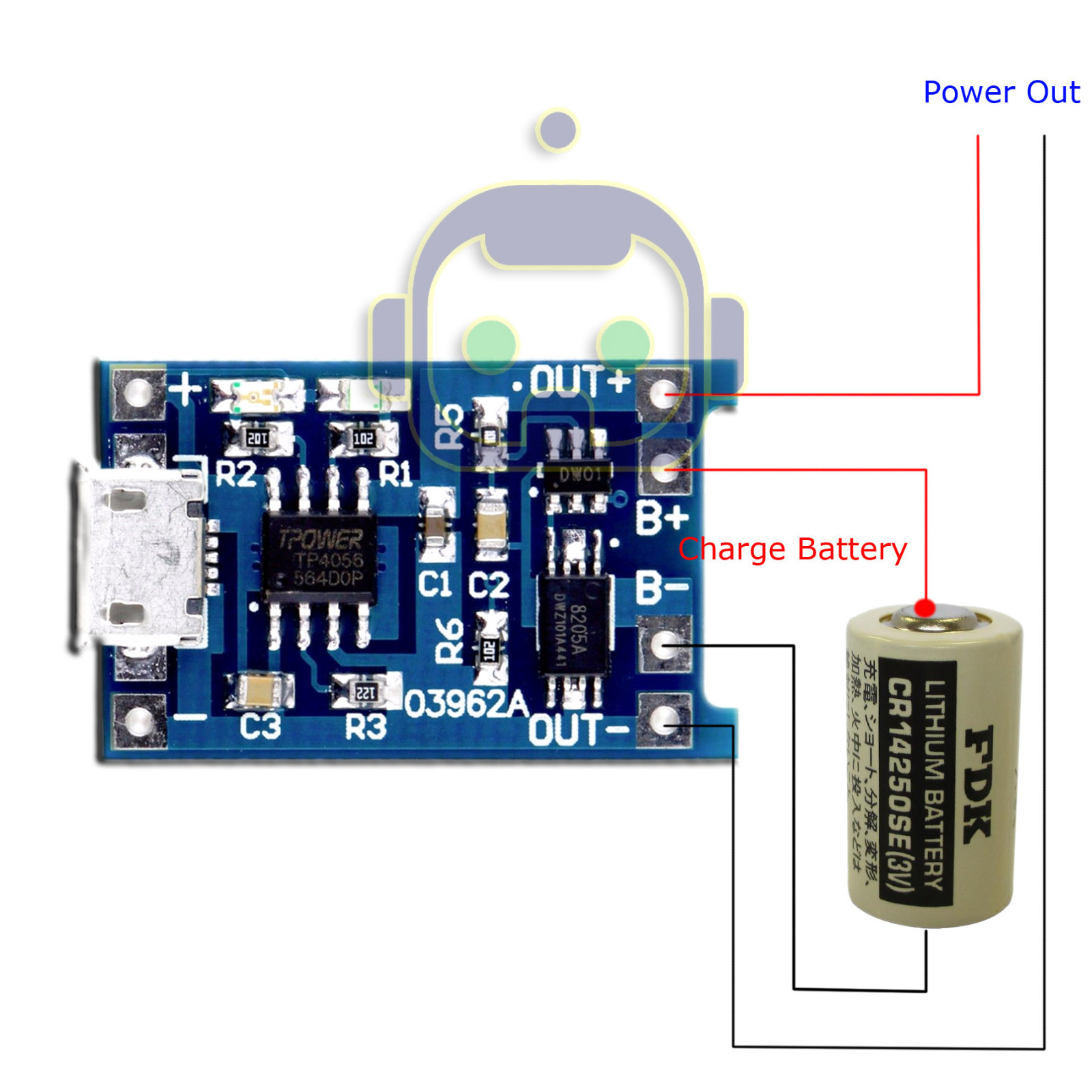2PCS 5V 1A Micro USB TP4056 18650 Lithium Battery Charging Board Charger Module