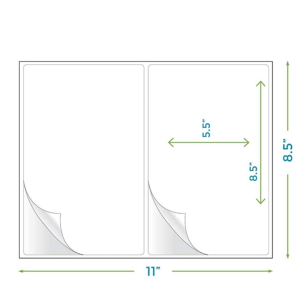 Rounded Corner Shipping Labels 8.5″ x 5.5″ Half Sheet Self Adhesive 2 Per Page