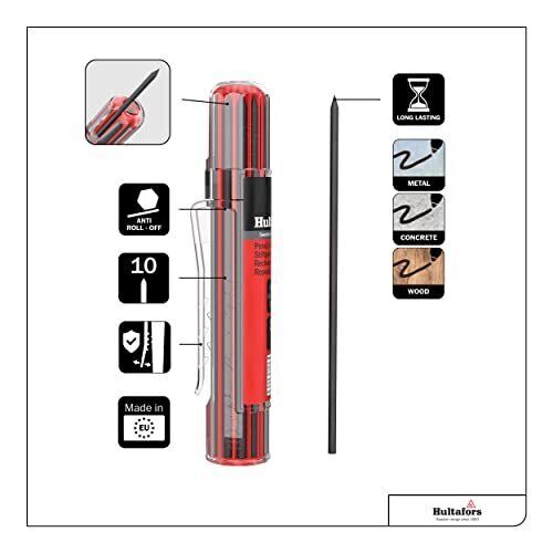 Hultafors Tools 650110 Dry Marker Refill Pack HRD G Contractor Pencil Gray